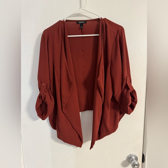 torrid Jackets & Blazers - Torrid - Crepe Shrug - Size 2 (18/20) - Burnt Orange